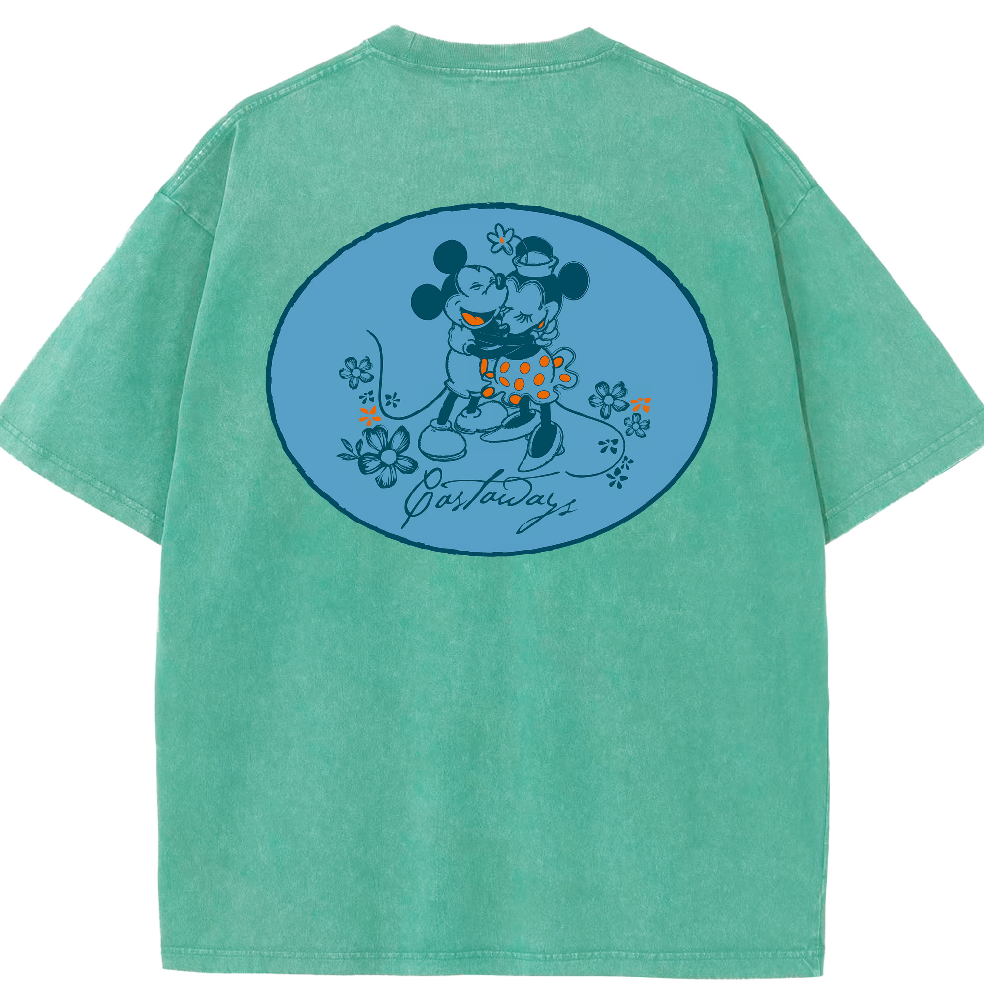 （画像用） ミッキーマウス Mickey Mouse 綿100% ヴィンテージ風 半袖Tシャツ（背面プリント）